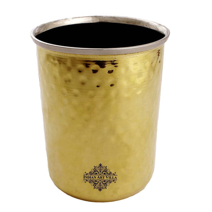 Pure Brass Steel Hammered & Dark Hammered Design Glass Tumbler