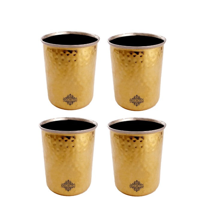 Pure Brass Steel Hammered & Dark Hammered Design Glass Tumbler