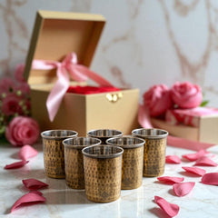 Pure Brass Steel Hammered & Dark Hammered Design Glass Tumbler