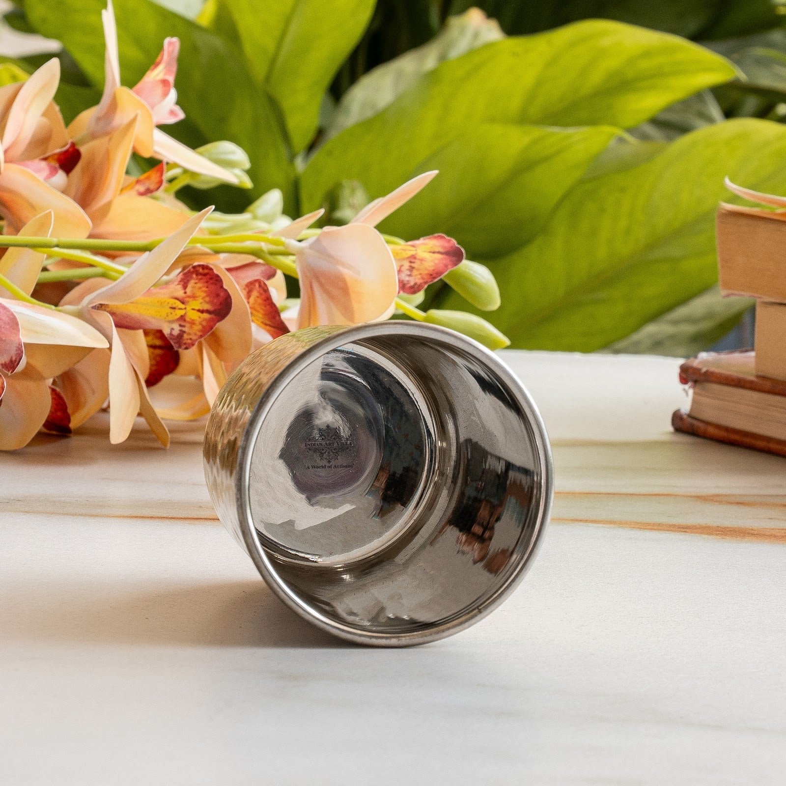 Pure Brass Steel Hammered & Dark Hammered Design Glass Tumbler