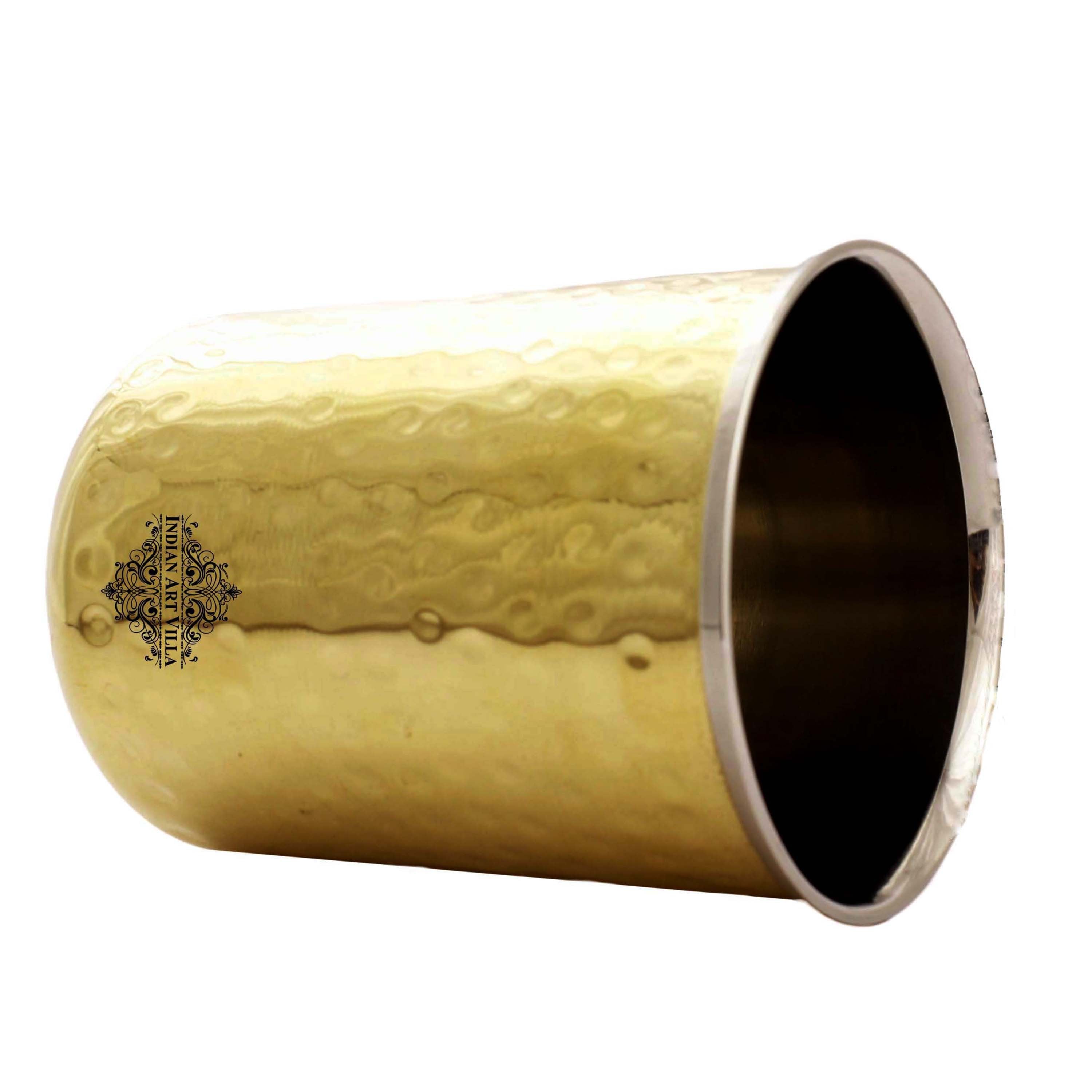 Pure Brass Steel Hammered & Dark Hammered Design Glass Tumbler