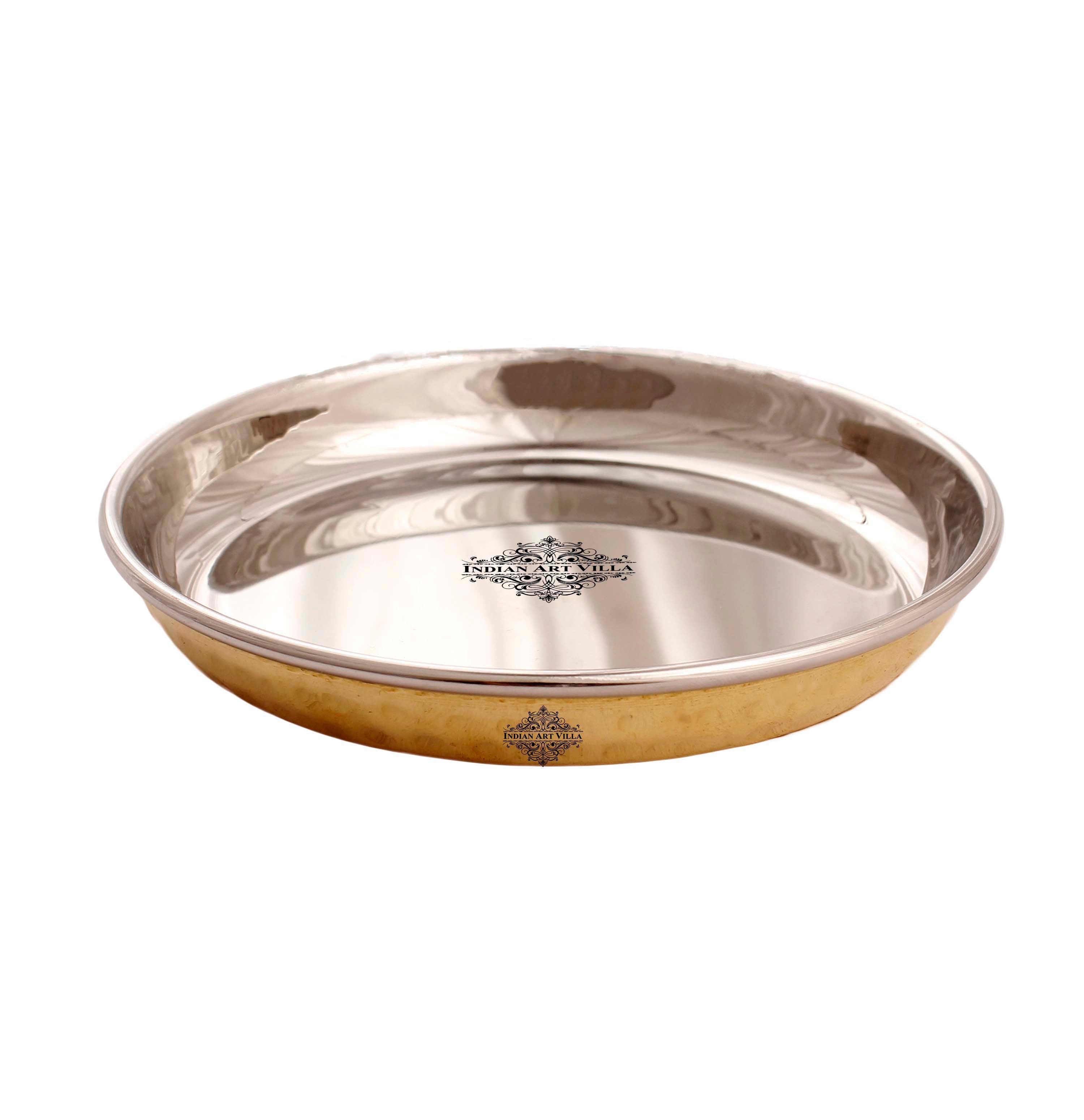 Handcrafted Pure Brass Steel Rice Plate, Dinnerware, Serveware, Tableware