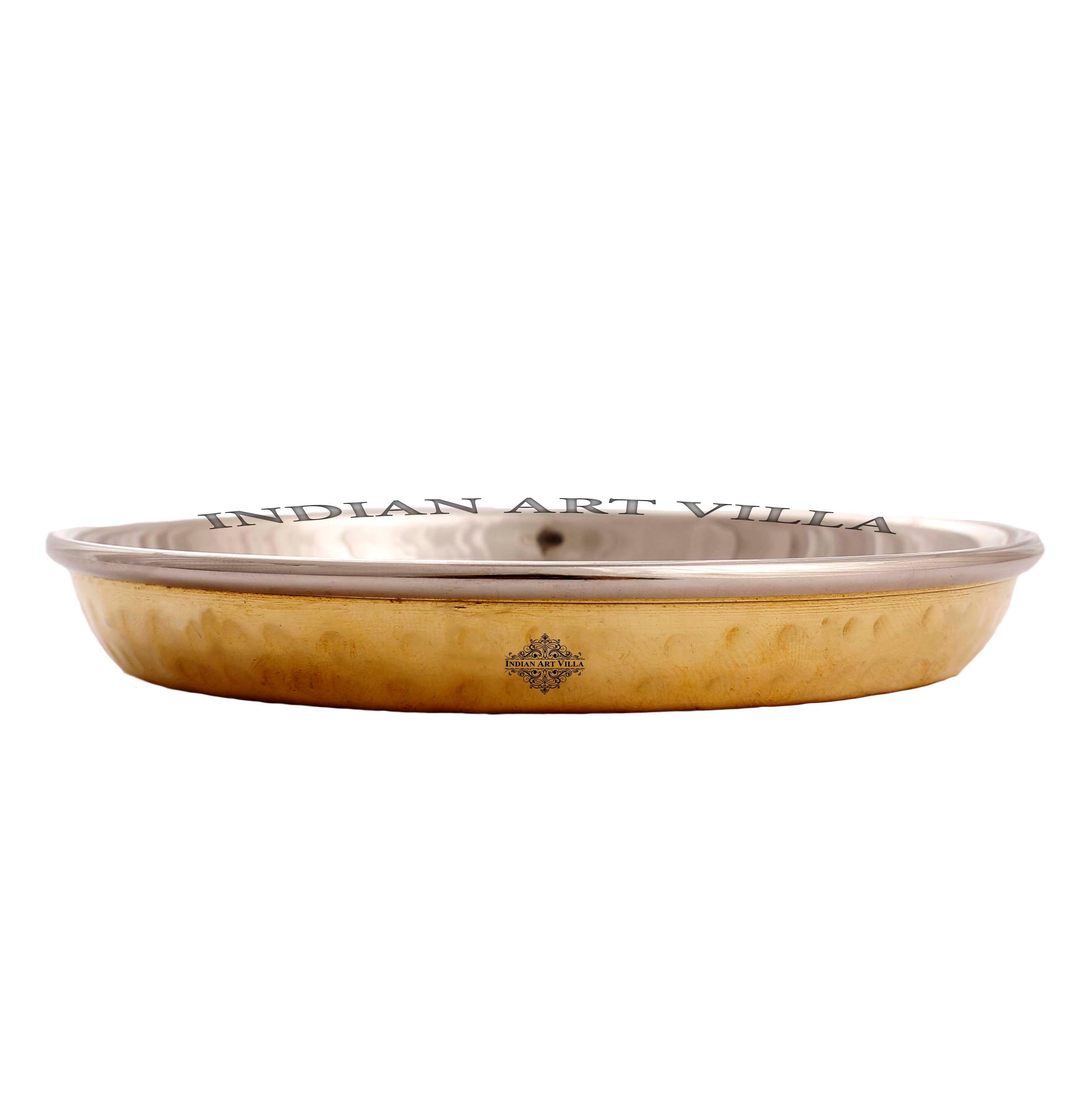 Handcrafted Pure Brass Steel Rice Plate, Dinnerware, Serveware, Tableware
