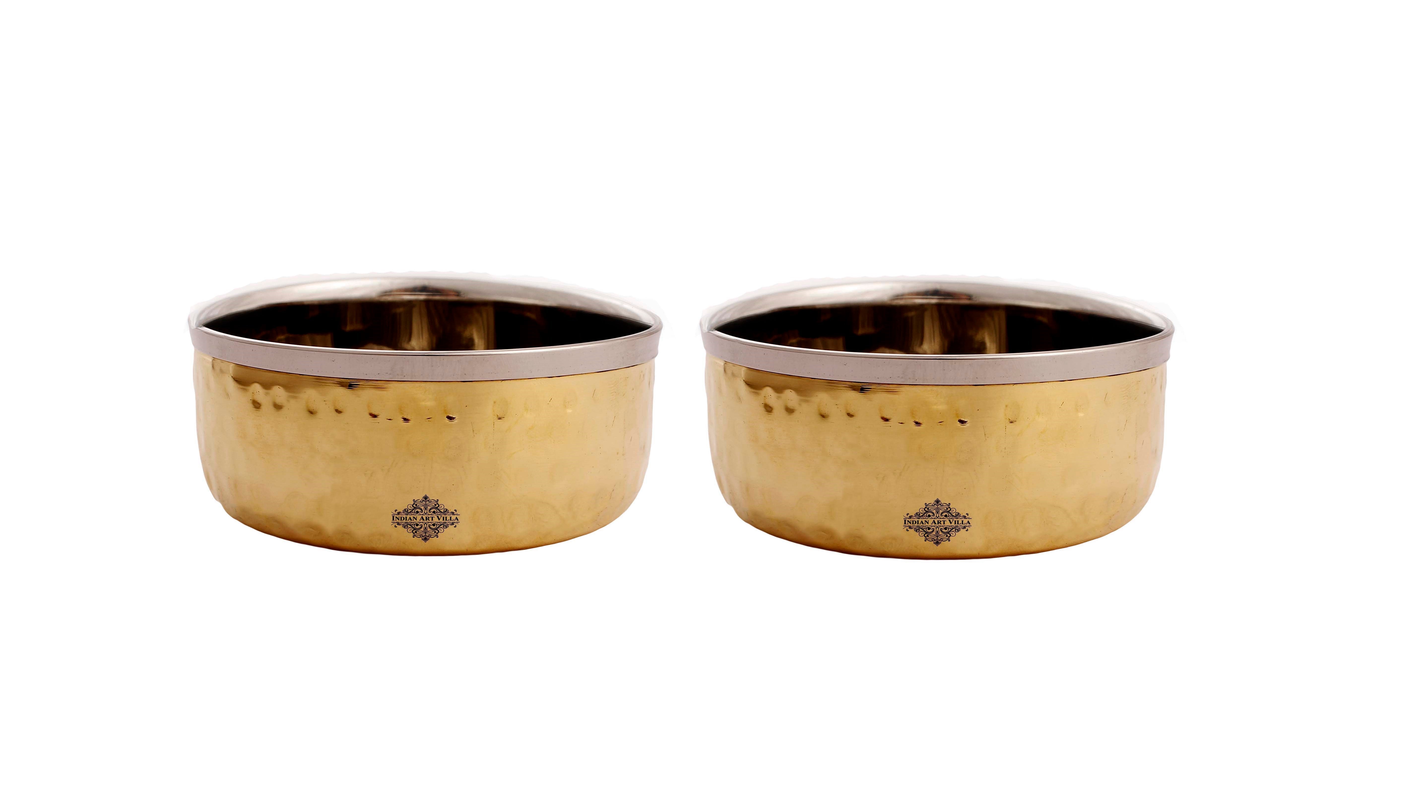 Handcrafted Pure Steel Brass Katori Bowl with Hammered Design, 145 ML