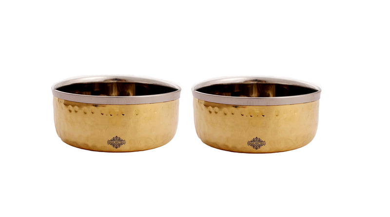 Handcrafted Pure Steel Brass Katori Bowl with Hammered Design, 145 ML