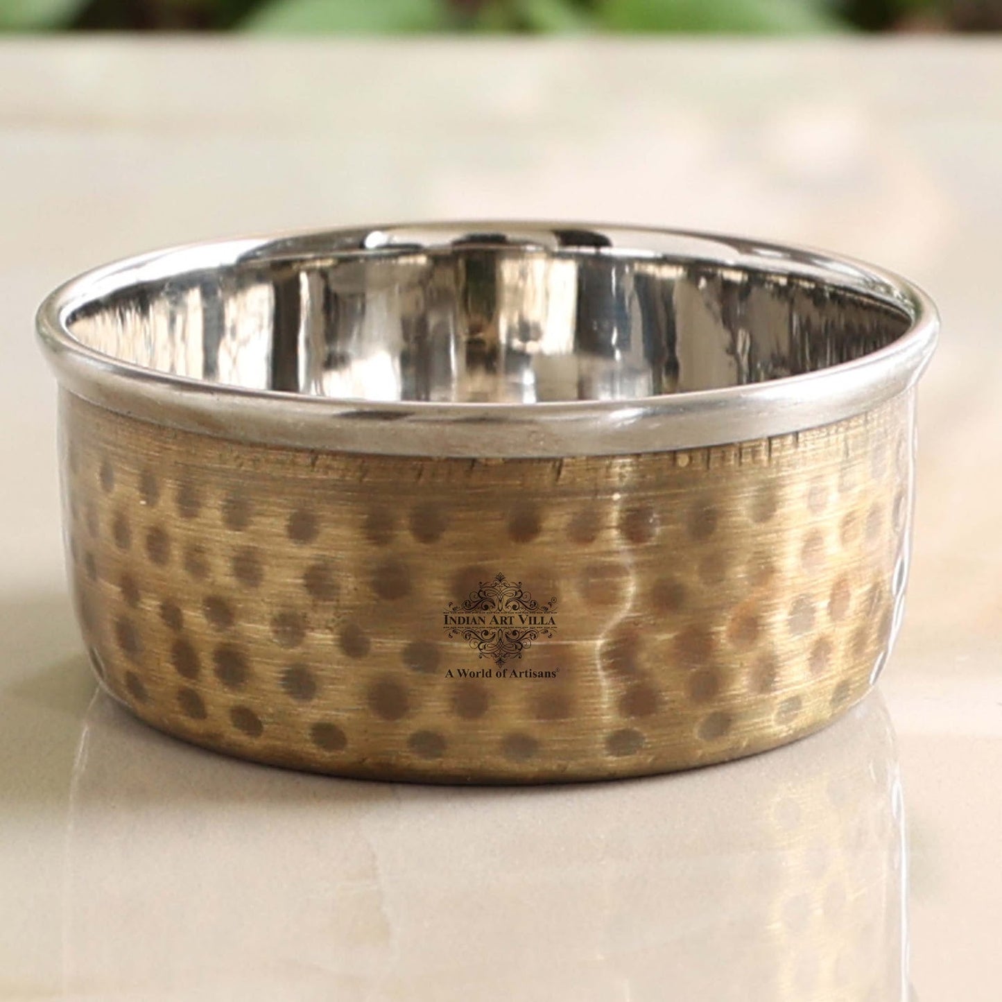 Pure Brass Steel Katori Bowl – 180 ML | Antique Hammered  Design for Serving & Gifting