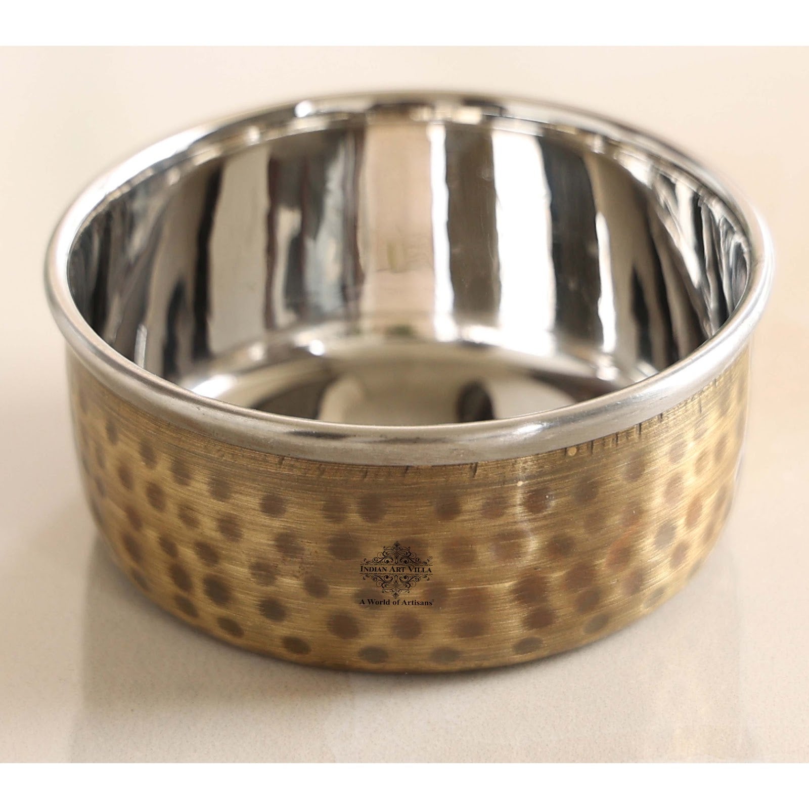 Pure Brass Steel Katori Bowl – 180 ML | Antique Hammered  Design for Serving & Gifting