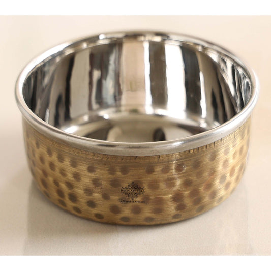 Pure Brass Steel Katori Bowl – 180 ML | Antique Hammered  Design for Serving & Gifting