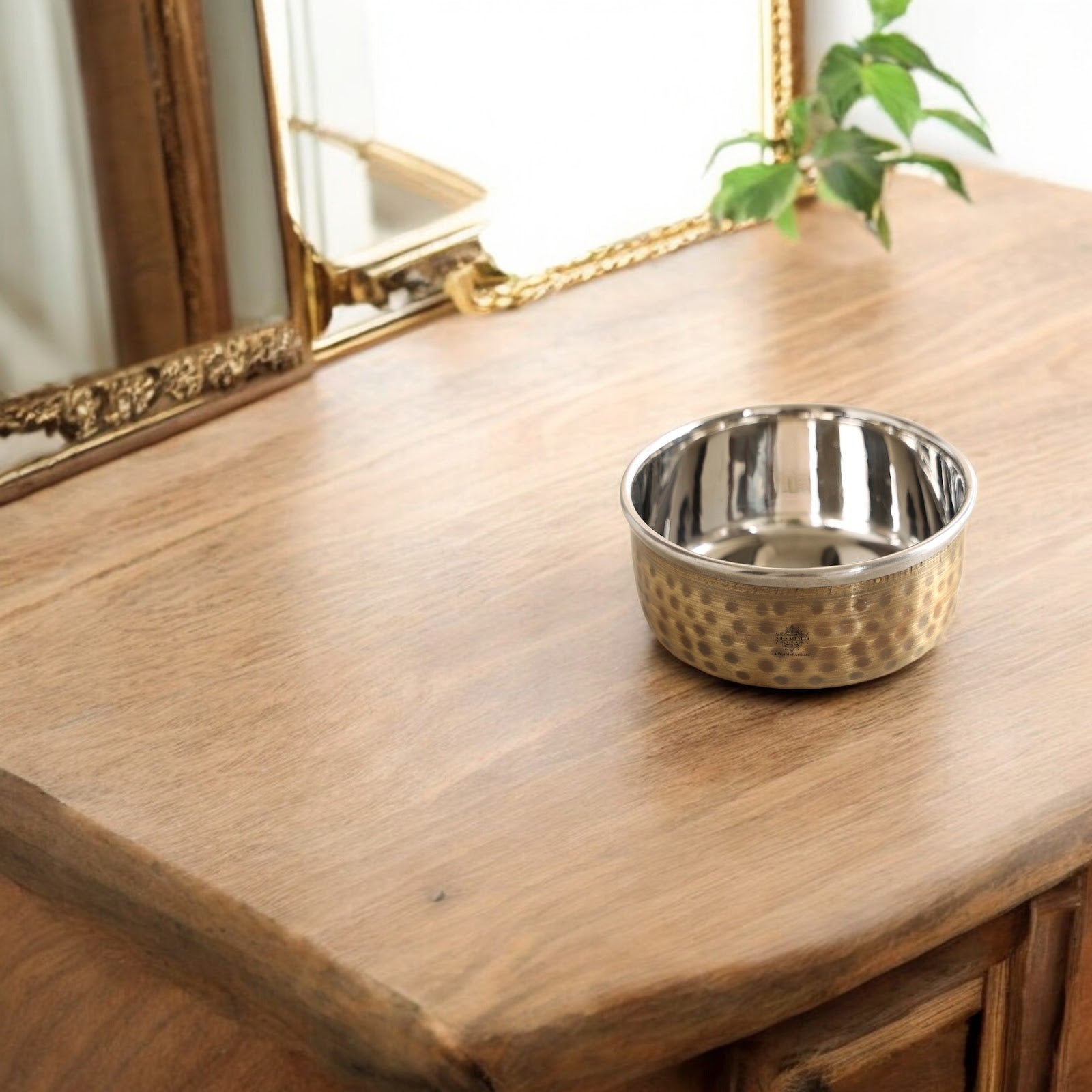 Pure Brass Steel Katori Bowl – 180 ML | Antique Hammered  Design for Serving & Gifting