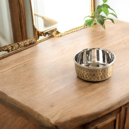 Pure Brass Steel Katori Bowl – 180 ML | Antique Hammered  Design for Serving & Gifting