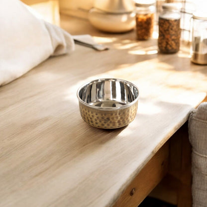 Pure Brass Steel Katori Bowl – 180 ML | Antique Hammered  Design for Serving & Gifting