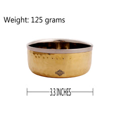 Handcrafted Pure Steel Brass Katori Bowl with Hammered Design, 145 ML