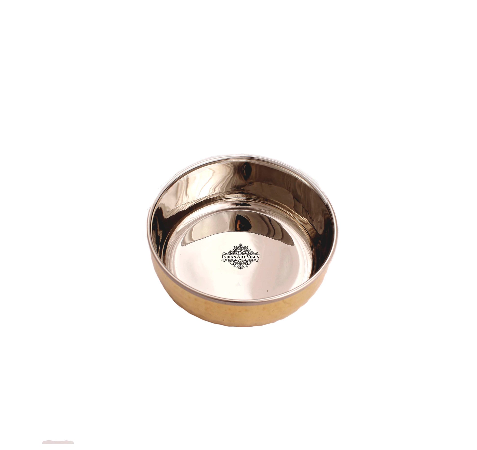 Handcrafted Pure Steel Brass Katori Bowl with Hammered Design, 145 ML