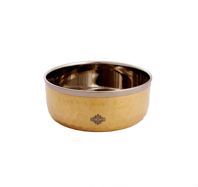 Handcrafted Pure Steel Brass Katori Bowl with Hammered Design, 145 ML