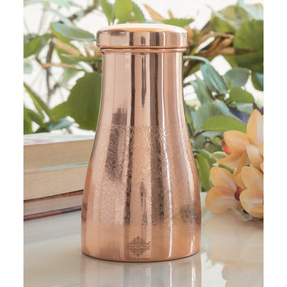 Pure Copper Embossed Bedroom Bottle With Inbuilt Glass