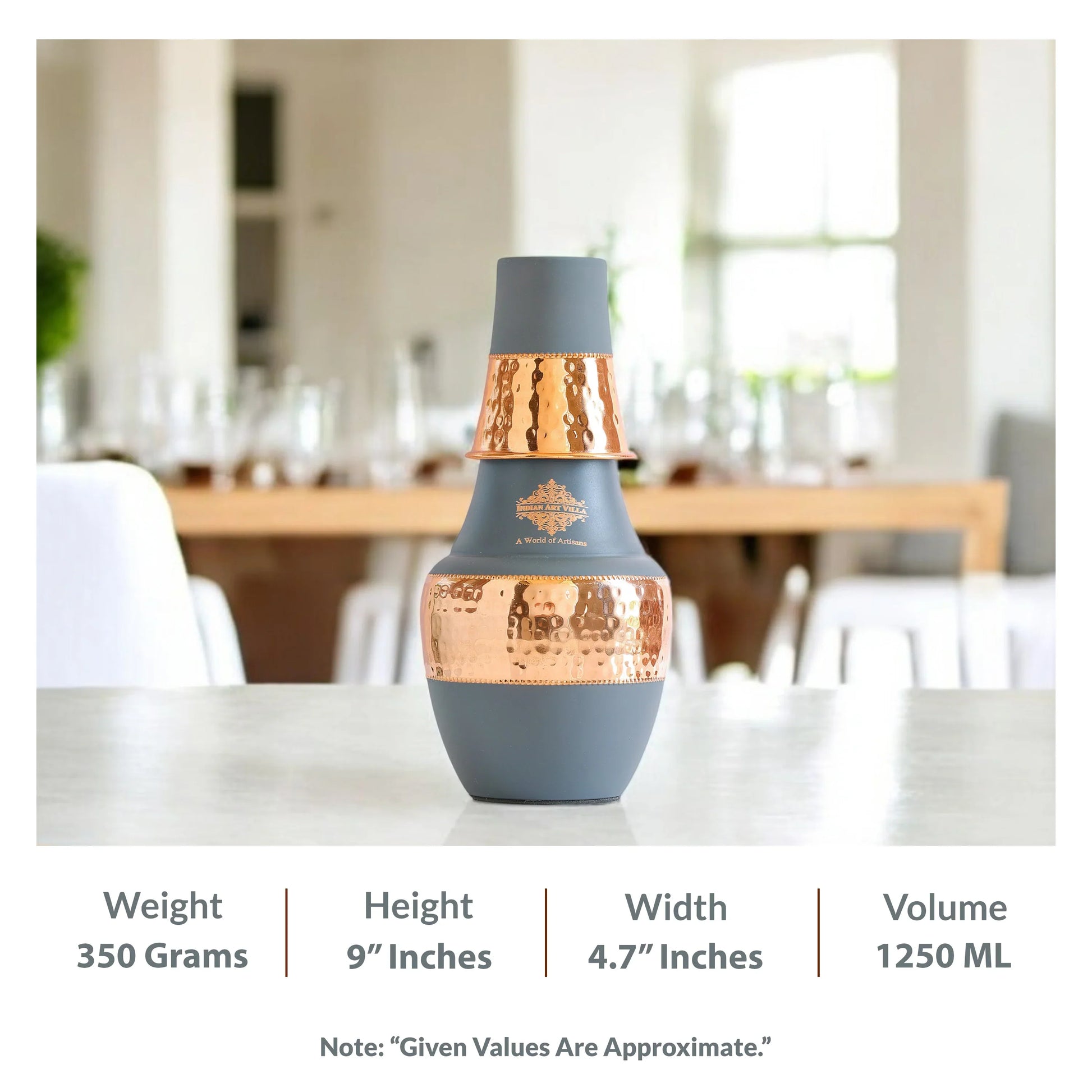 Pure Copper Hammered Silk Finish Design Surahi Shape Bedroom Bottle