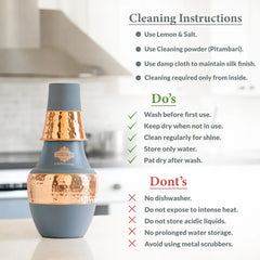 Pure Copper Hammered Silk Finish Design Surahi Shape Bedroom Bottle