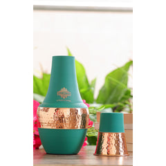 Pure Copper Hammered Silk Finish Design Surahi Shape Bedroom Bottle