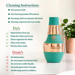 Pure Copper Hammered Silk Finish Design Surahi Shape Bedroom Bottle