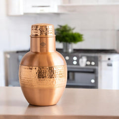 Pure Copper Half Hammered & Half Lacquered Pot Shaped Bedroom Bottle