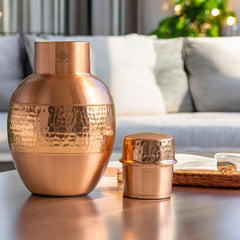 Pure Copper Half Hammered & Half Lacquered Pot Shaped Bedroom Bottle