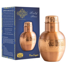 Pure Copper Half Hammered & Half Lacquered Pot Shaped Bedroom Bottle