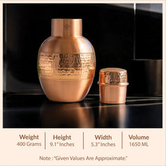 Pure Copper Half Hammered & Half Lacquered Pot Shaped Bedroom Bottle
