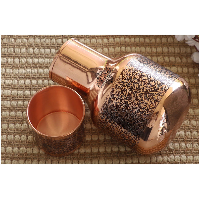 Copper Hammered & Embossed Shine Finish Ghada Shape bedroom bottle