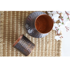 Copper Hammered & Embossed Shine Finish Ghada Shape bedroom bottle