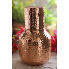 Copper Hammered & Embossed Shine Finish Ghada Shape bedroom bottle