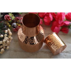 Copper Hammered & Embossed Shine Finish Ghada Shape bedroom bottle