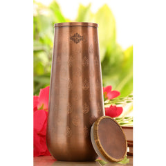 Copper Bedroom Bottle With Half Lacquer & Half Hammered Design