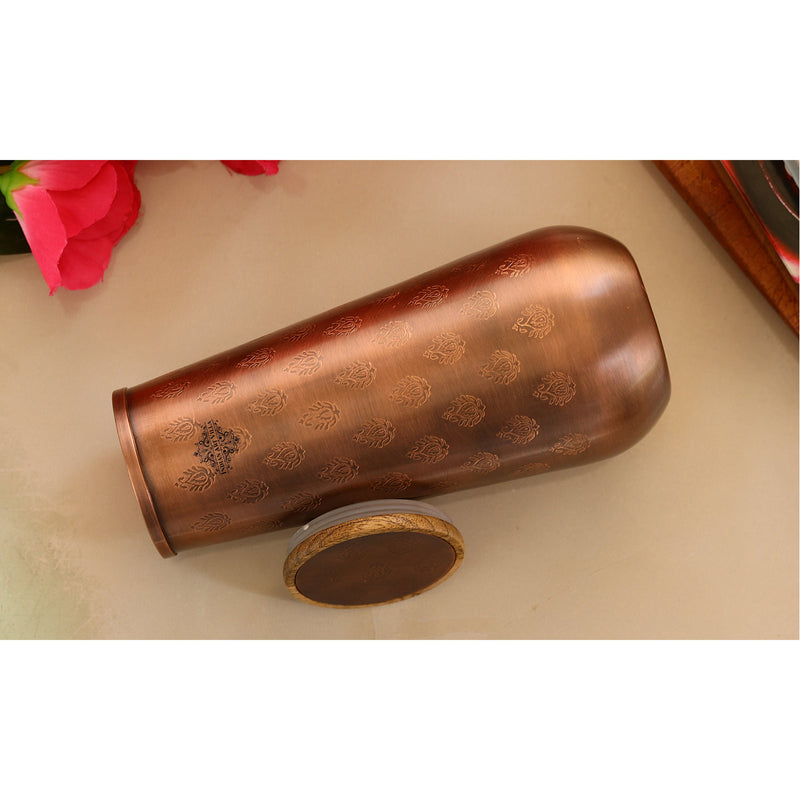 Copper Bedroom Bottle With Half Lacquer & Half Hammered Design