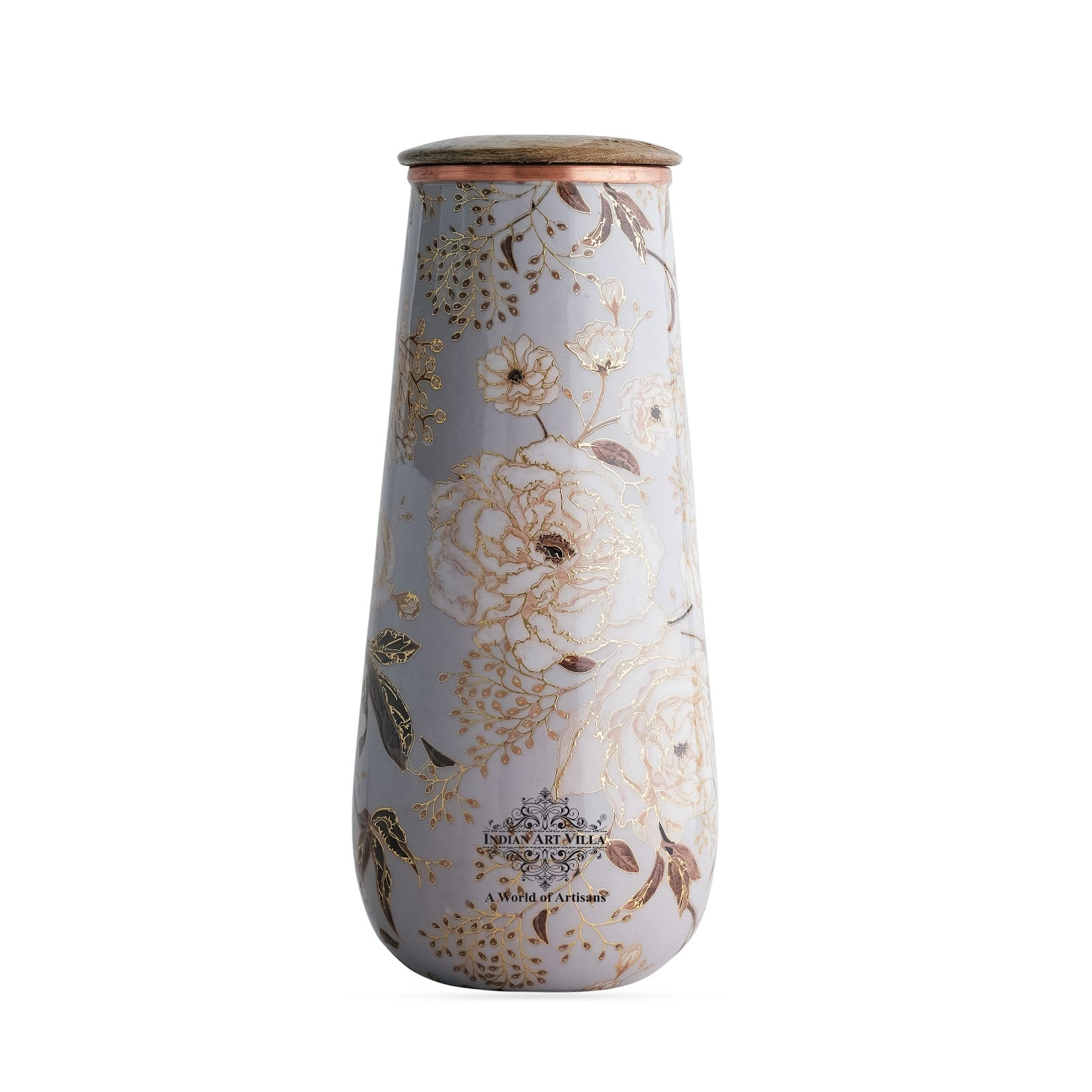 Pure Copper Bedroom Bottle with Golden Print Design 1500 ML