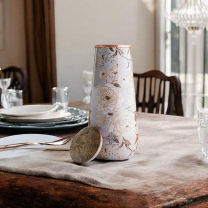 Pure Copper Bedroom Bottle with Golden Print Design 1500 ML