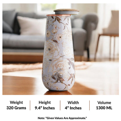 Pure Copper Bedroom Bottle with Golden Print Design 1500 ML
