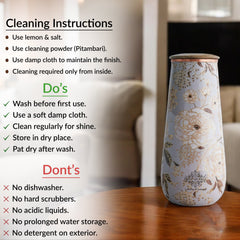 Pure Copper Bedroom Bottle with Golden Print Design 1500 ML
