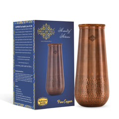 Copper Bedroom Bottle With Half Lacquer & Half Hammered Design