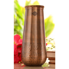 Copper Bedroom Bottle With Half Lacquer & Half Hammered Design