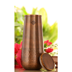 Copper Bedroom Bottle With Half Lacquer & Half Hammered Design