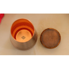 Copper Bedroom Bottle With Half Lacquer & Half Hammered Design