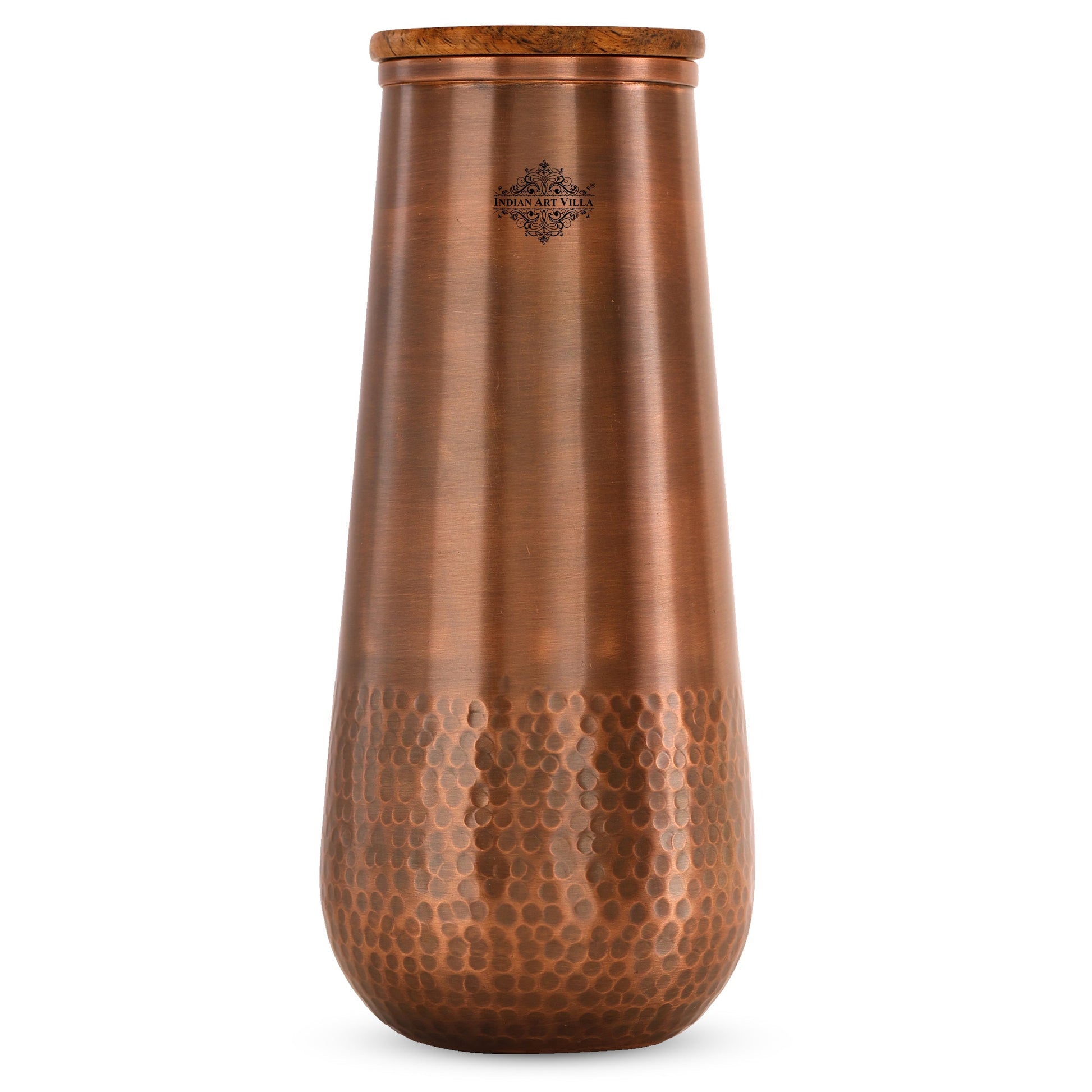 Copper Bedroom Bottle With Half Lacquer & Half Hammered Design