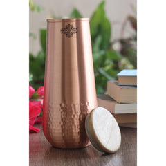 Copper Bedroom Bottle With Half Lacquer & Half Hammered Design
