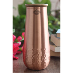 Copper Bedroom Bottle With Half Lacquer & Half Hammered Design
