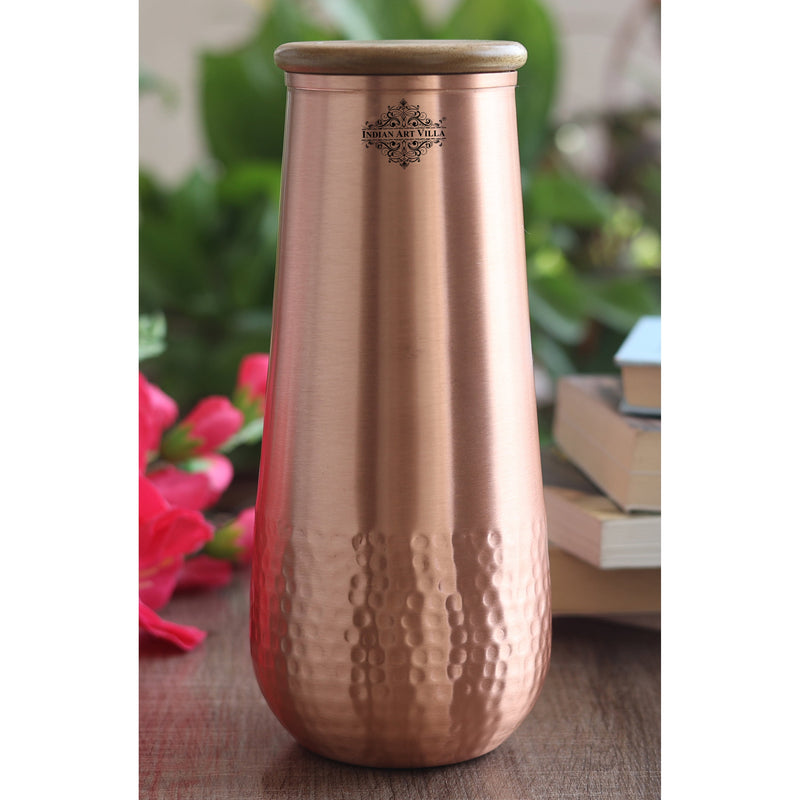 Copper Bedroom Bottle With Half Lacquer & Half Hammered Design