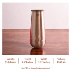 Copper Bedroom Bottle With Half Lacquer & Half Hammered Design