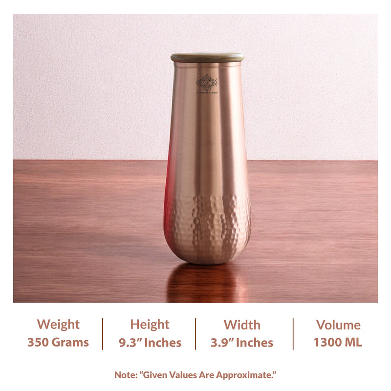 Copper Bedroom Bottle With Half Lacquer & Half Hammered Design