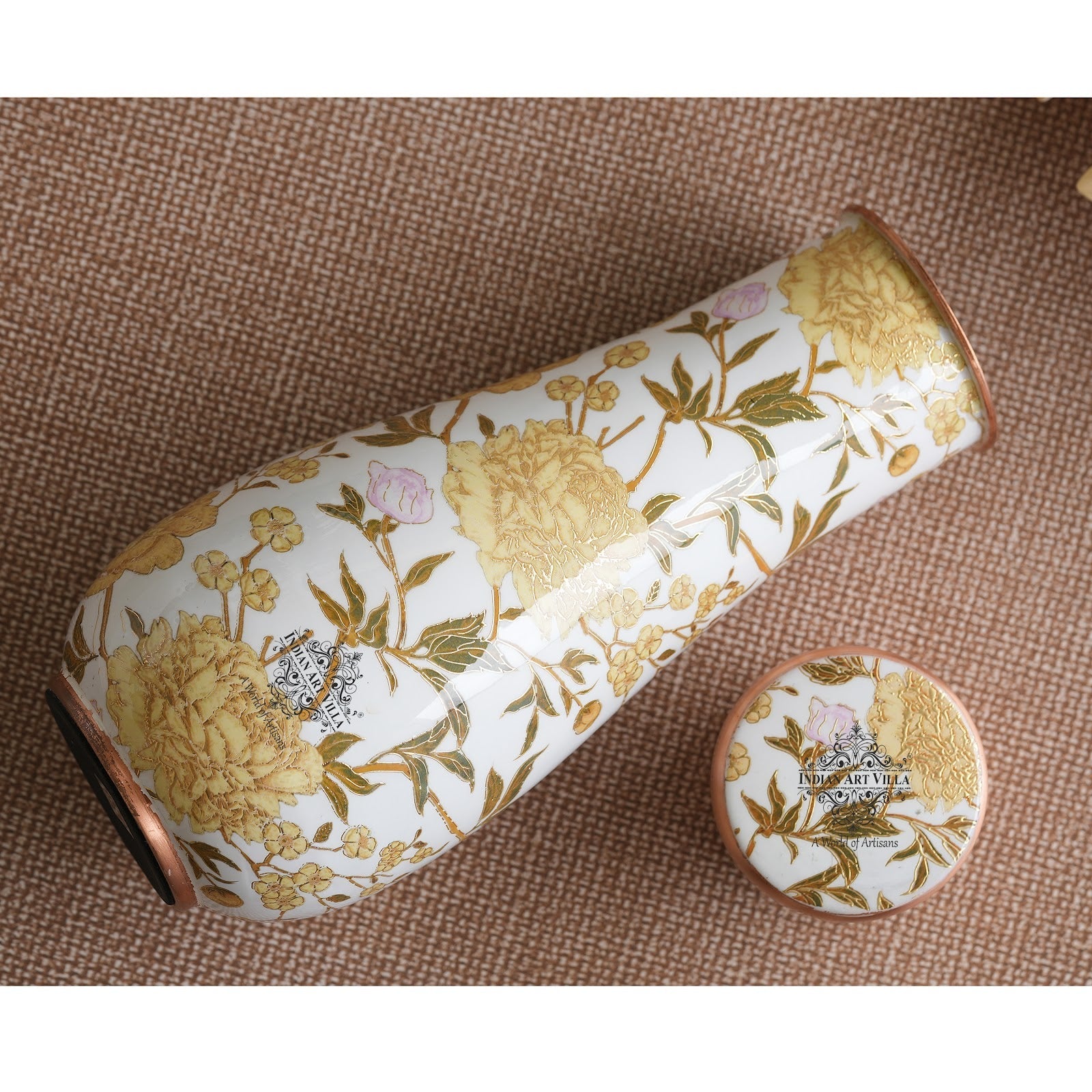 Pure Copper Bedroom Bottle with Golden Print Design 1500 ML