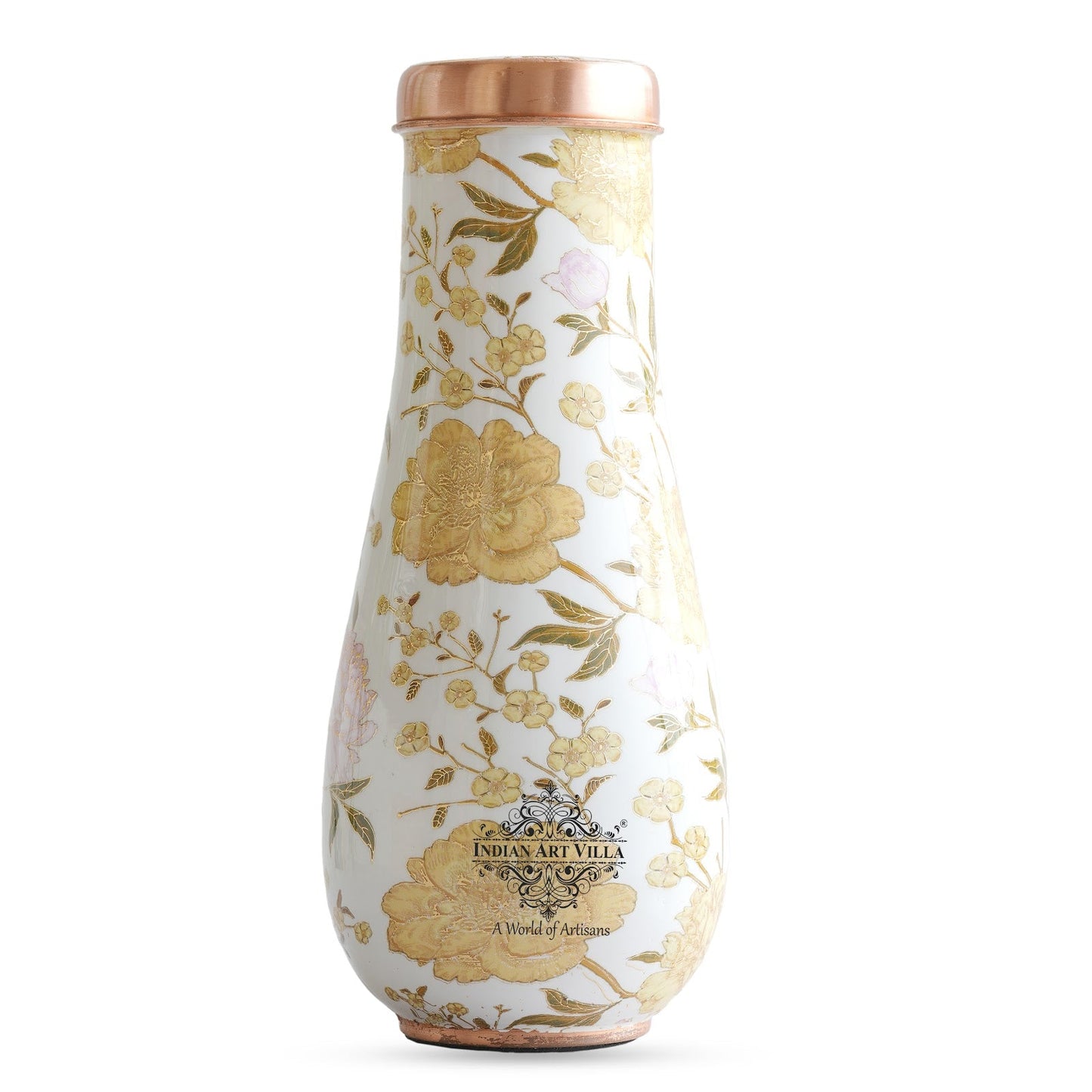 Pure Copper Bedroom Bottle with Golden Print Design 1500 ML