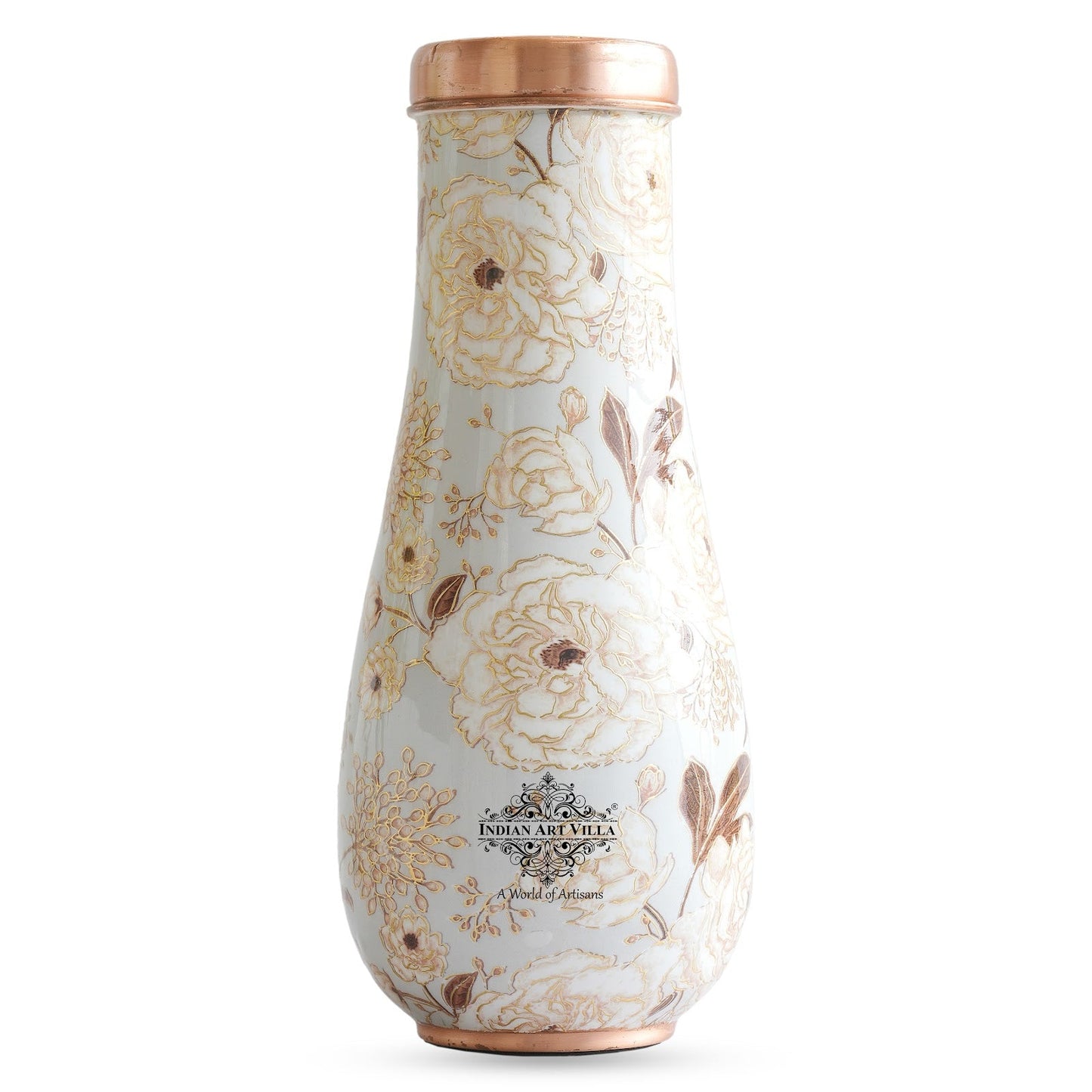 Pure Copper Bedroom Bottle with Golden Print Design 1500 ML
